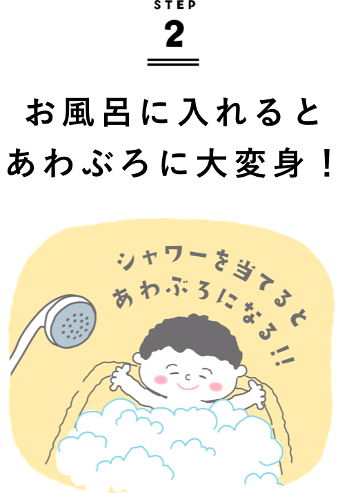 お風呂に入れるとあわぶろに大変身!