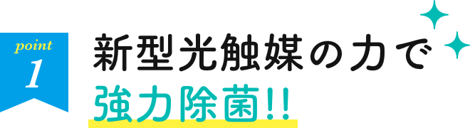 新型光触媒の力で強力除菌!!