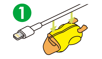 Slot the cable into the split opening.