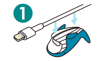 Slot the cable into the split opening.