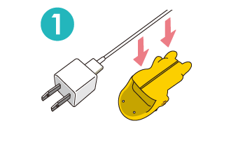 Slot the cable into the split opening.